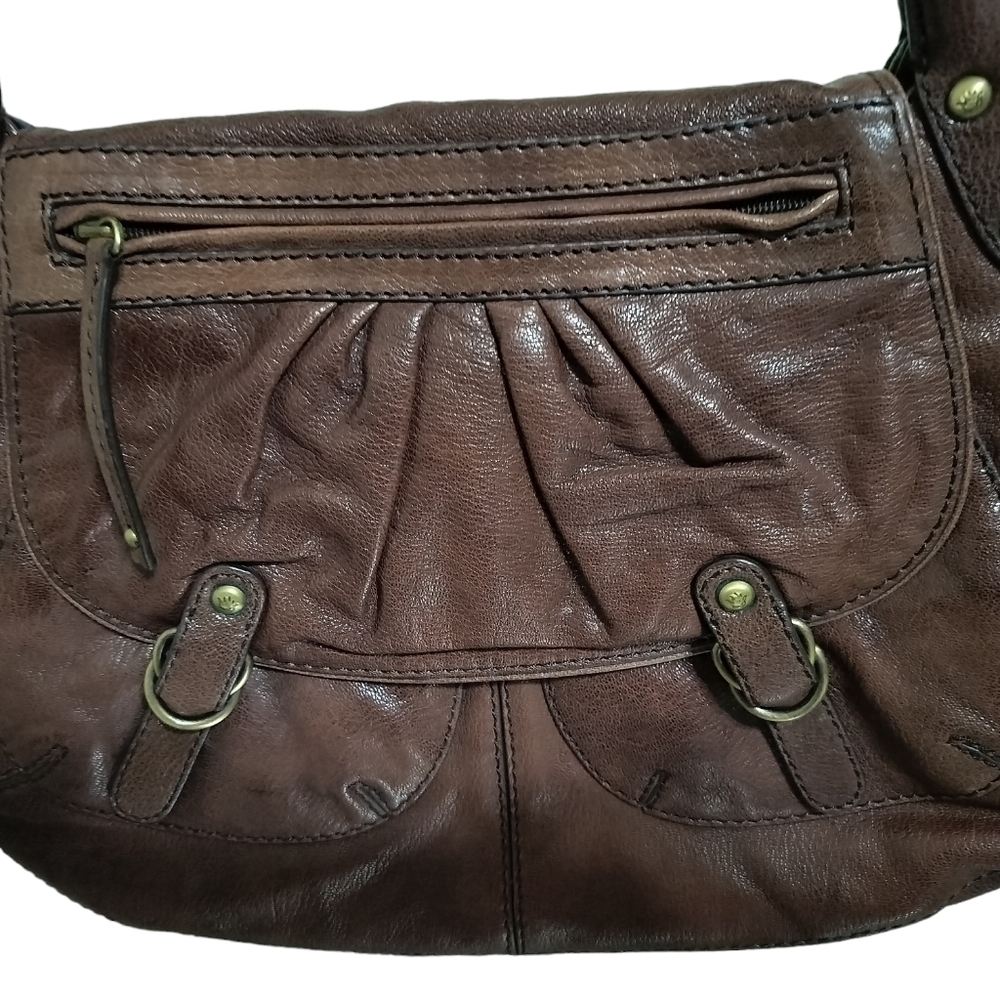 (1391) Gianni Bini Brown Leather Shoulder Purse - Picture 6 of 14